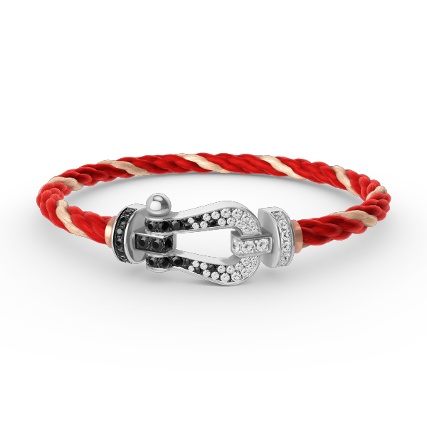 Loco FORCE LARGE HORSESHOE BLACK WHITE DIAMOND BRACELET SILVER