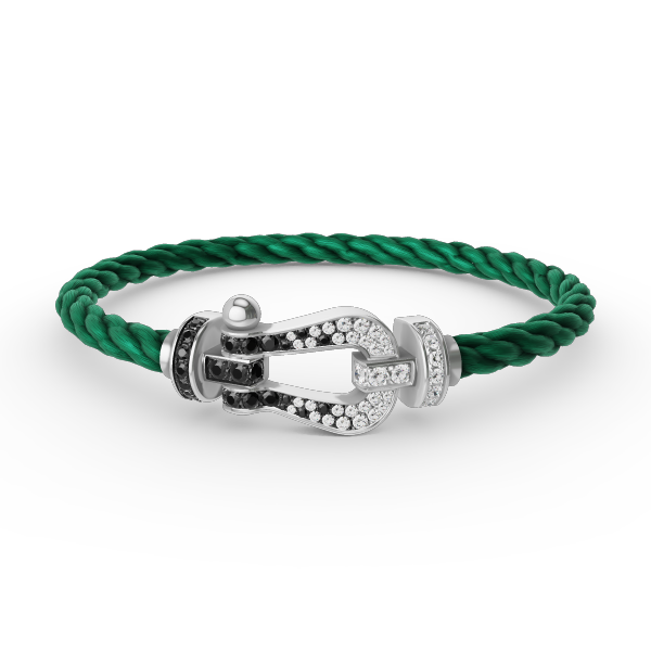 Loco FORCE LARGE HORSESHOE BLACK WHITE DIAMOND BRACELET SILVER