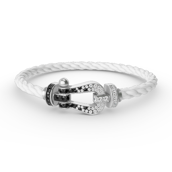 Loco FORCE LARGE HORSESHOE BLACK WHITE DIAMOND BRACELET SILVER