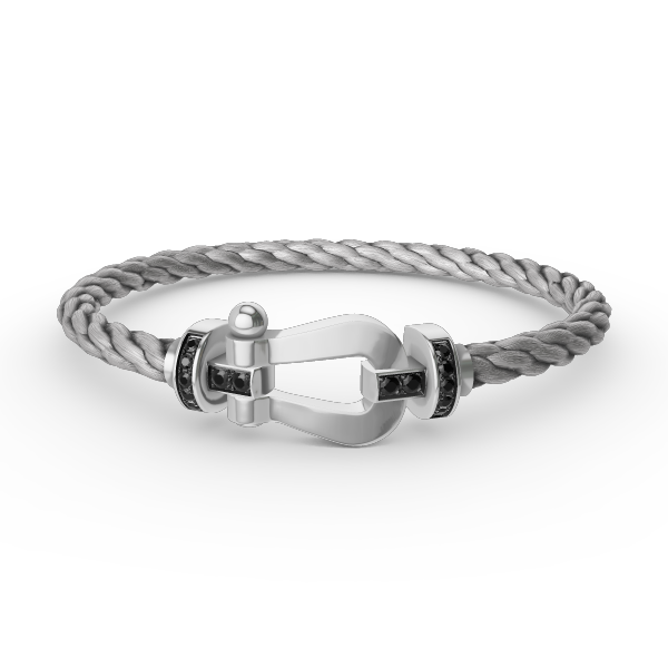Loco FORCE LARGE HORSESHOE BLACK DIAMOND BRACELET SILVER