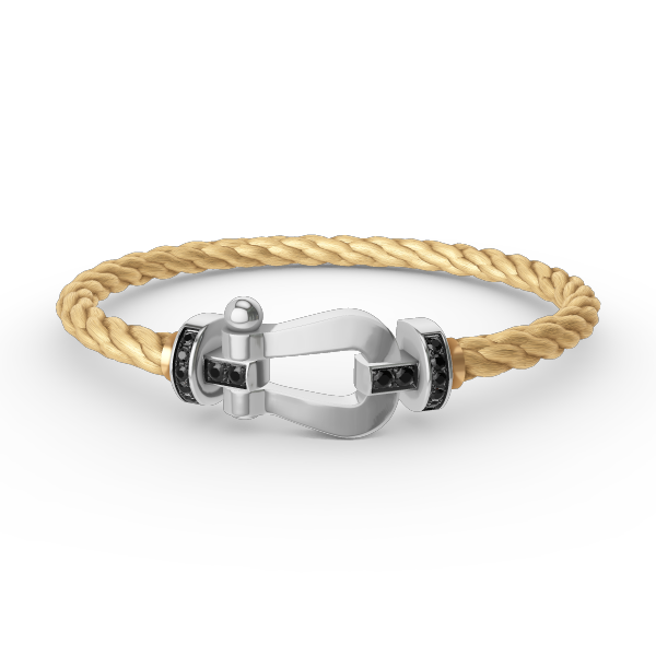 Loco FORCE LARGE HORSESHOE BLACK DIAMOND BRACELET SILVER