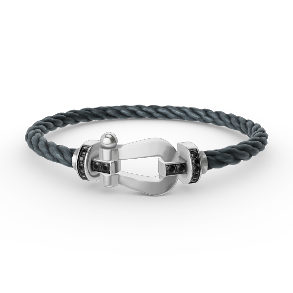 Loco FORCE LARGE HORSESHOE BLACK DIAMOND BRACELET SILVER