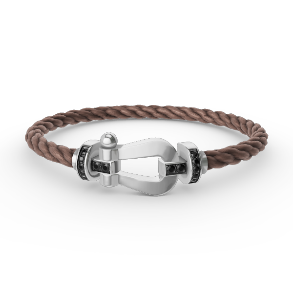Loco FORCE LARGE HORSESHOE BLACK DIAMOND BRACELET SILVER
