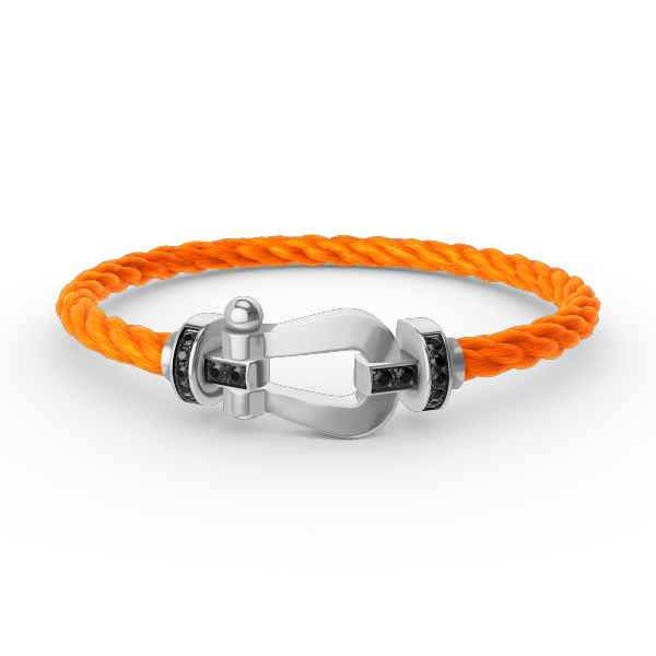 Loco FORCE LARGE HORSESHOE BLACK DIAMOND BRACELET SILVER