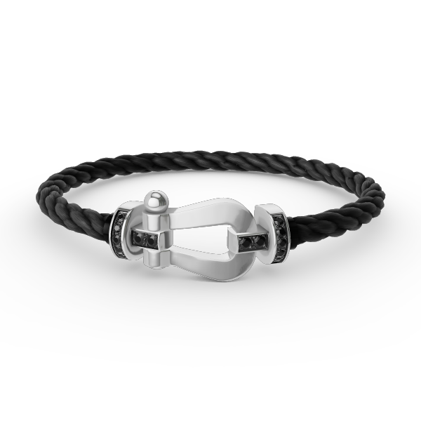 Loco FORCE LARGE HORSESHOE BLACK DIAMOND BRACELET SILVER