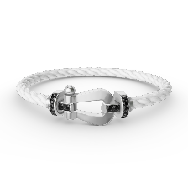 Loco FORCE LARGE HORSESHOE BLACK DIAMOND BRACELET SILVER