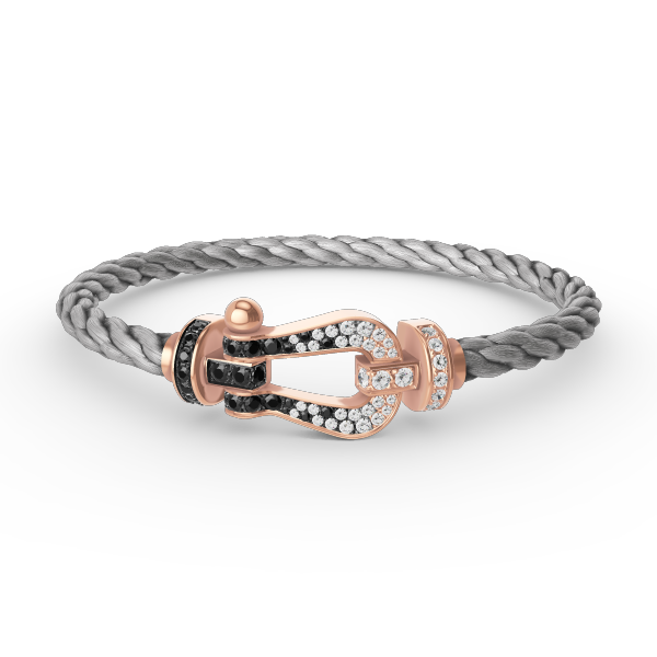 Loco FORCE LARGE HORSESHOE BLACK WHITE DIAMOND BRACELET ROSE GOLD