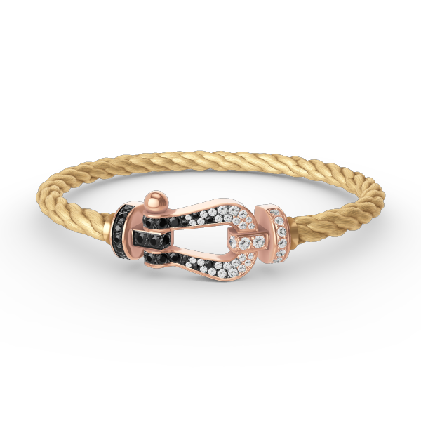 Loco FORCE LARGE HORSESHOE BLACK WHITE DIAMOND BRACELET ROSE GOLD