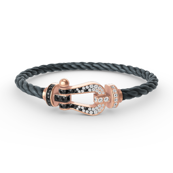 Loco FORCE LARGE HORSESHOE BLACK WHITE DIAMOND BRACELET ROSE GOLD