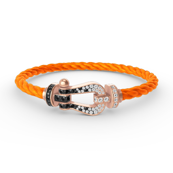 Loco FORCE LARGE HORSESHOE BLACK WHITE DIAMOND BRACELET ROSE GOLD