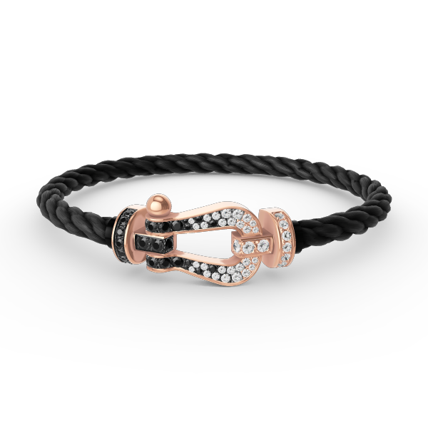Loco FORCE LARGE HORSESHOE BLACK WHITE DIAMOND BRACELET ROSE GOLD
