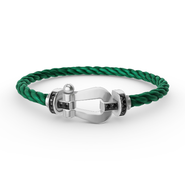Loco FORCE LARGE HORSESHOE BLACK DIAMOND BRACELET SILVER