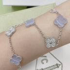 [Loco ]New  CLOVER 5 MOTIF PURPLE CHALCEDONY BRACELET COLLECTION