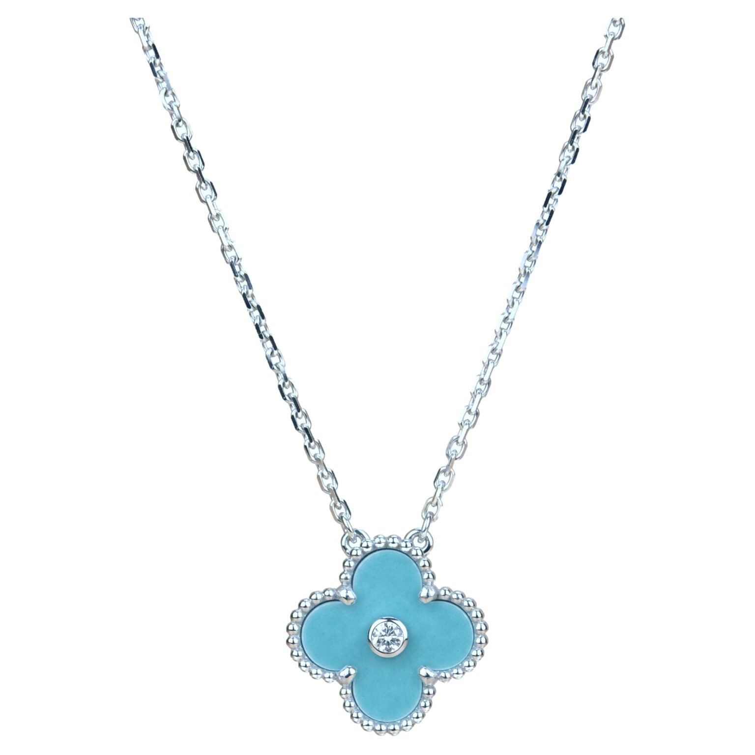 Loco CLOVER 15MM DIAMOND SVRES PORCELAIN  NECKLACE SILVER