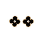 Loco CLOVER MEDIUM 1 MOTIFS ONYX DIAMOND EARRINGS