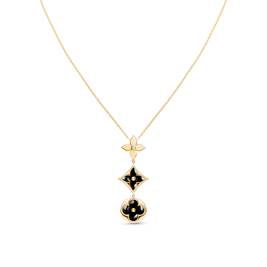 Loco STAR AND SUN ONYX PINK GOLD NECKLACE