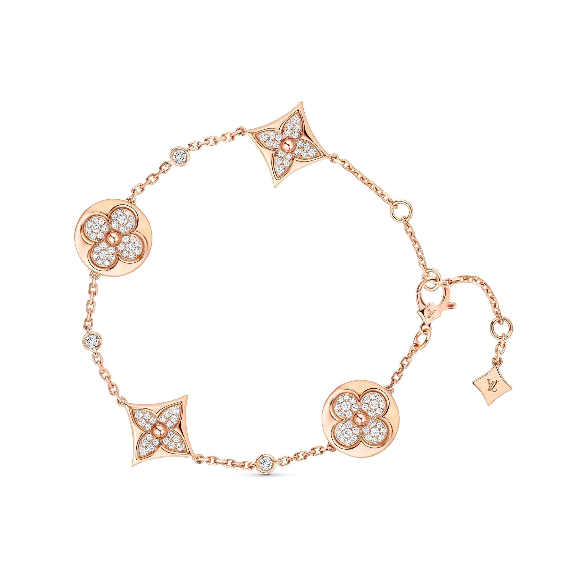 Loco STAR AND SUN 4 MOTIFS GOLD DIAMONDS BRACELET