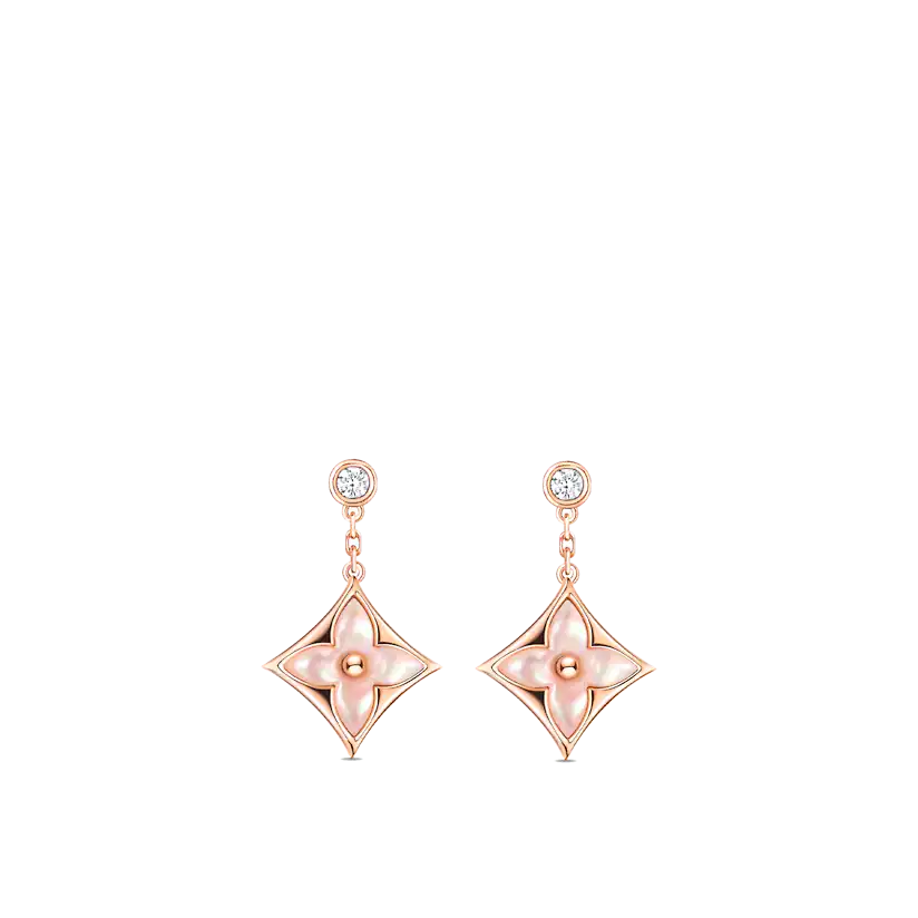 Loco DOUBLE STAR PINK GOLD MOP DROP EARRINGS