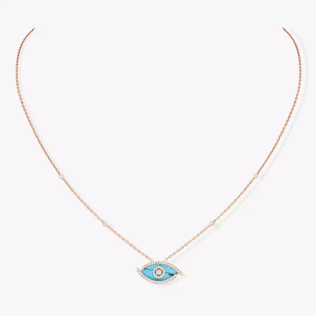[Loco jewelrys]Lucky Eye Diamond Necklace in Rose Gold and Turquoise