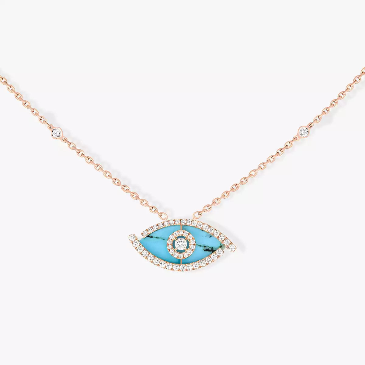 [Loco jewelrys]Lucky Eye Diamond Necklace in Rose Gold and Turquoise