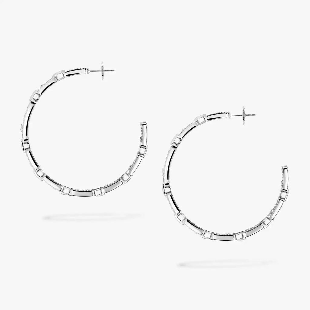 [[Loco jewelrys]Move Link Diamond Hoop Earrings