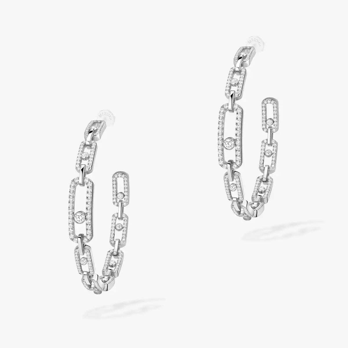 [[Loco jewelrys]Move Link Diamond Hoop Earrings