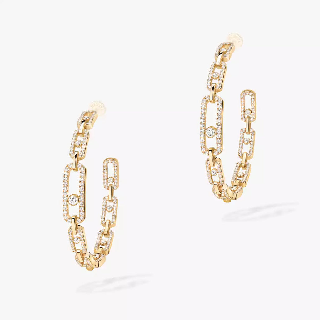 [[Loco jewelrys]Move Link Diamond Hoop Earrings