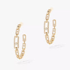 [[Loco jewelrys]Move Link Diamond Hoop Earrings