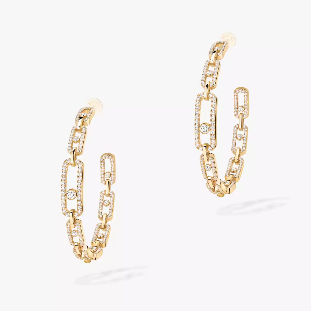 [[Loco jewelrys]Move Link Diamond Hoop Earrings