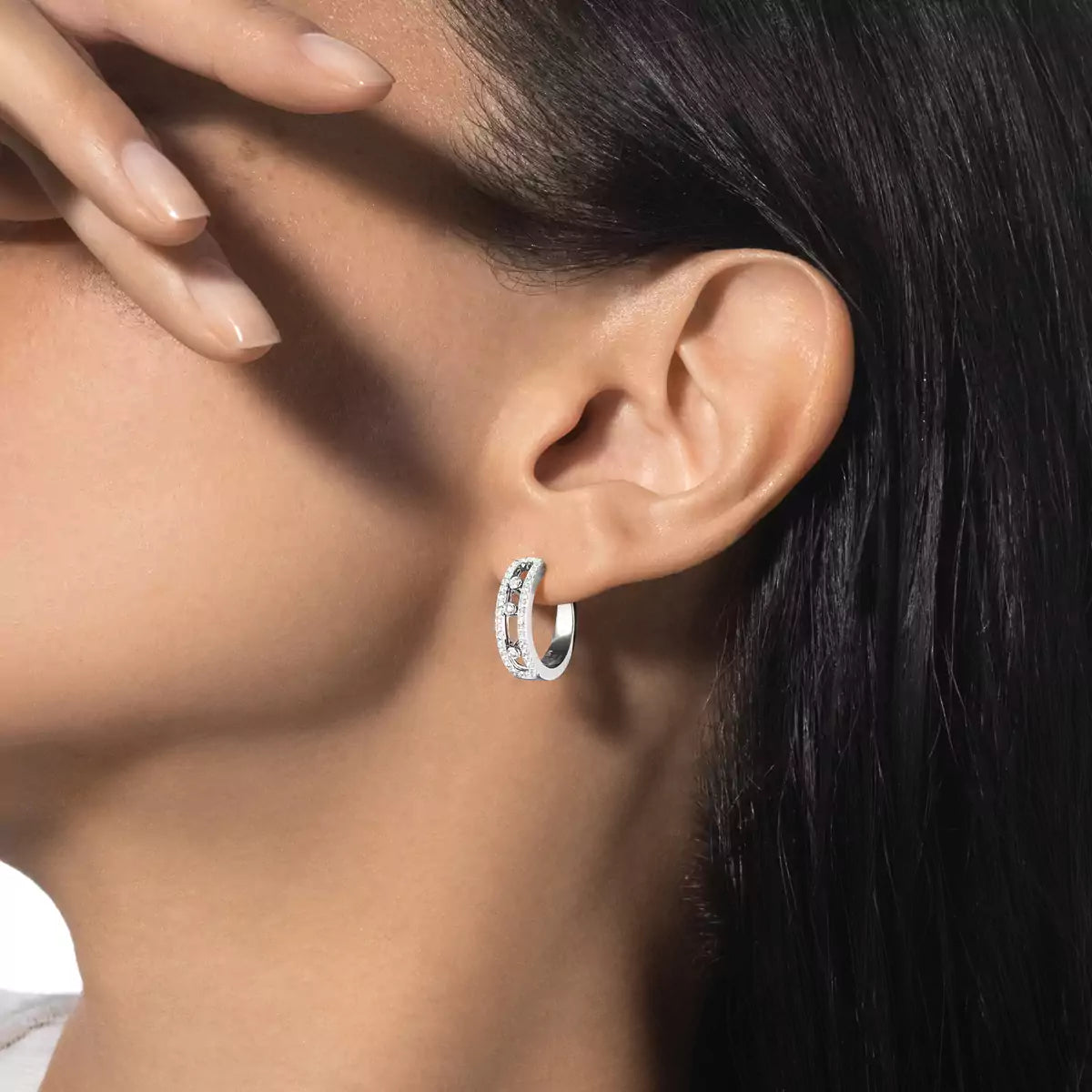 [Loco jewelrys]Diamond Pave_ Hoop Earrings Move