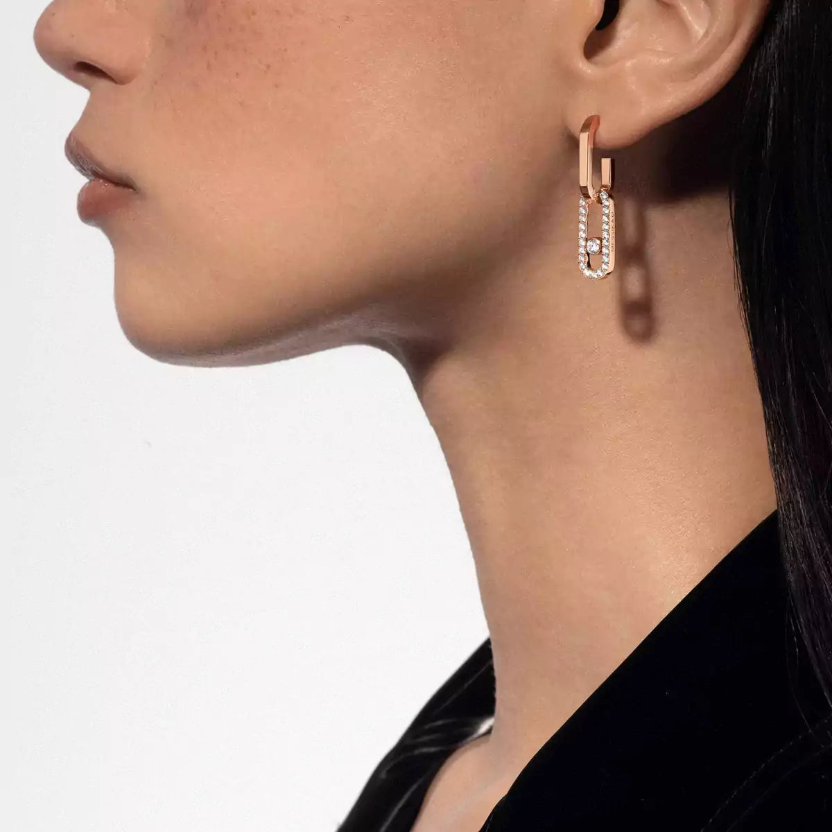 [Loco jewelrys]Move Link Diamond Earrings