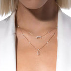 [Loco jewelrys]2 Rows Rose Gold Diamond Pave_ Necklace Move Uno
