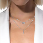 [Loco jewelrys]2 Rows Rose Gold Diamond Pave_ Necklace Move Uno