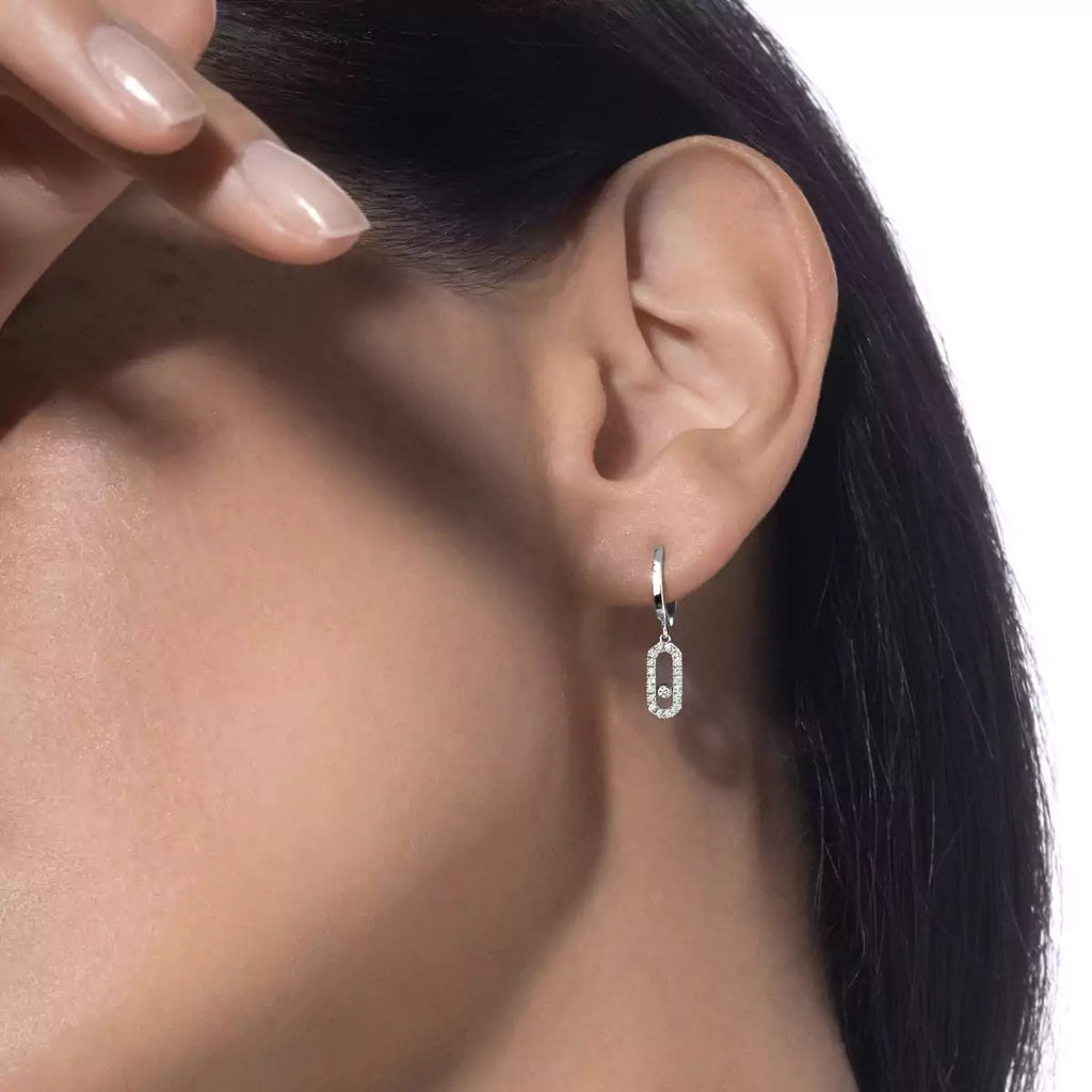 [Loco jewelrys]Move Uno Single Diamond Hoop Earring