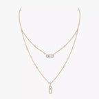 [Loco jewelrys]2 Rows Rose Gold Diamond Pave_ Necklace Move Uno