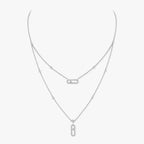 [Loco jewelrys]2 Rows Rose Gold Diamond Pave_ Necklace Move Uno