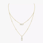 [Loco jewelrys]2 Rows Rose Gold Diamond Pave_ Necklace Move Uno