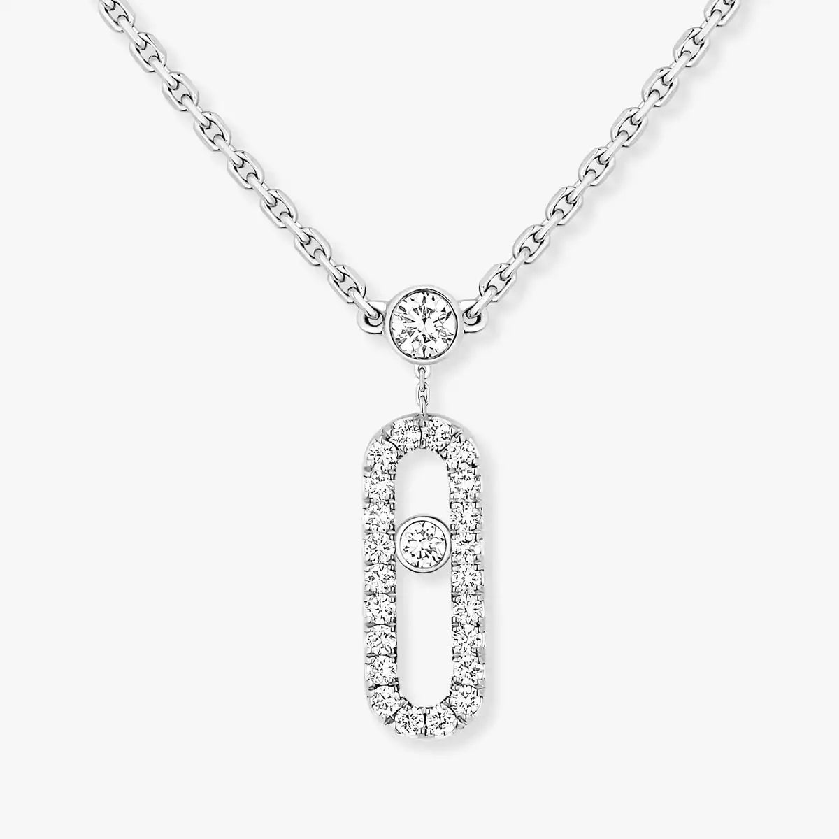 [Loco jewelrys]2 Rows Rose Gold Diamond Pave_ Necklace Move Uno