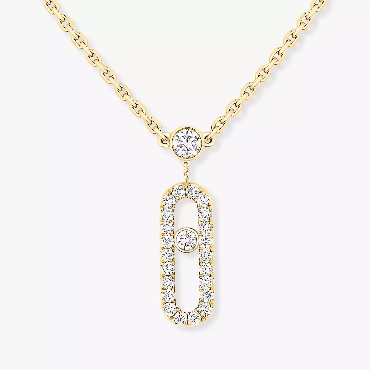 [Loco jewelrys]2 Rows Rose Gold Diamond Pave_ Necklace Move Uno