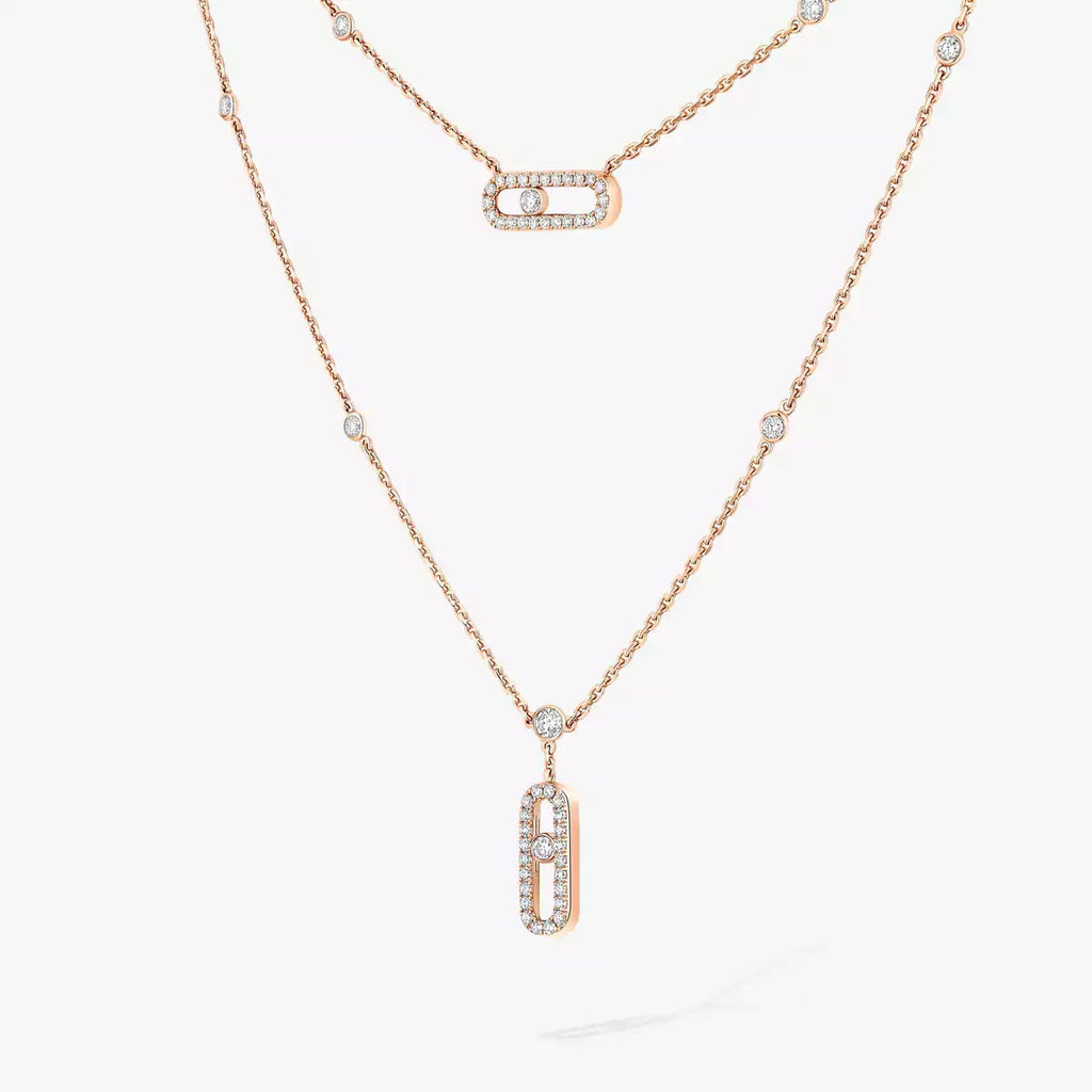 [Loco jewelrys]2 Rows Rose Gold Diamond Pave_ Necklace Move Uno