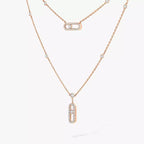 [Loco jewelrys]2 Rows Rose Gold Diamond Pave_ Necklace Move Uno