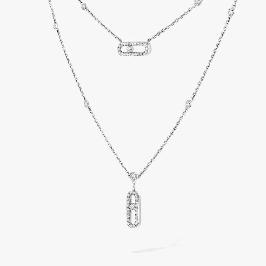[Loco jewelrys]2 Rows Rose Gold Diamond Pave_ Necklace Move Uno