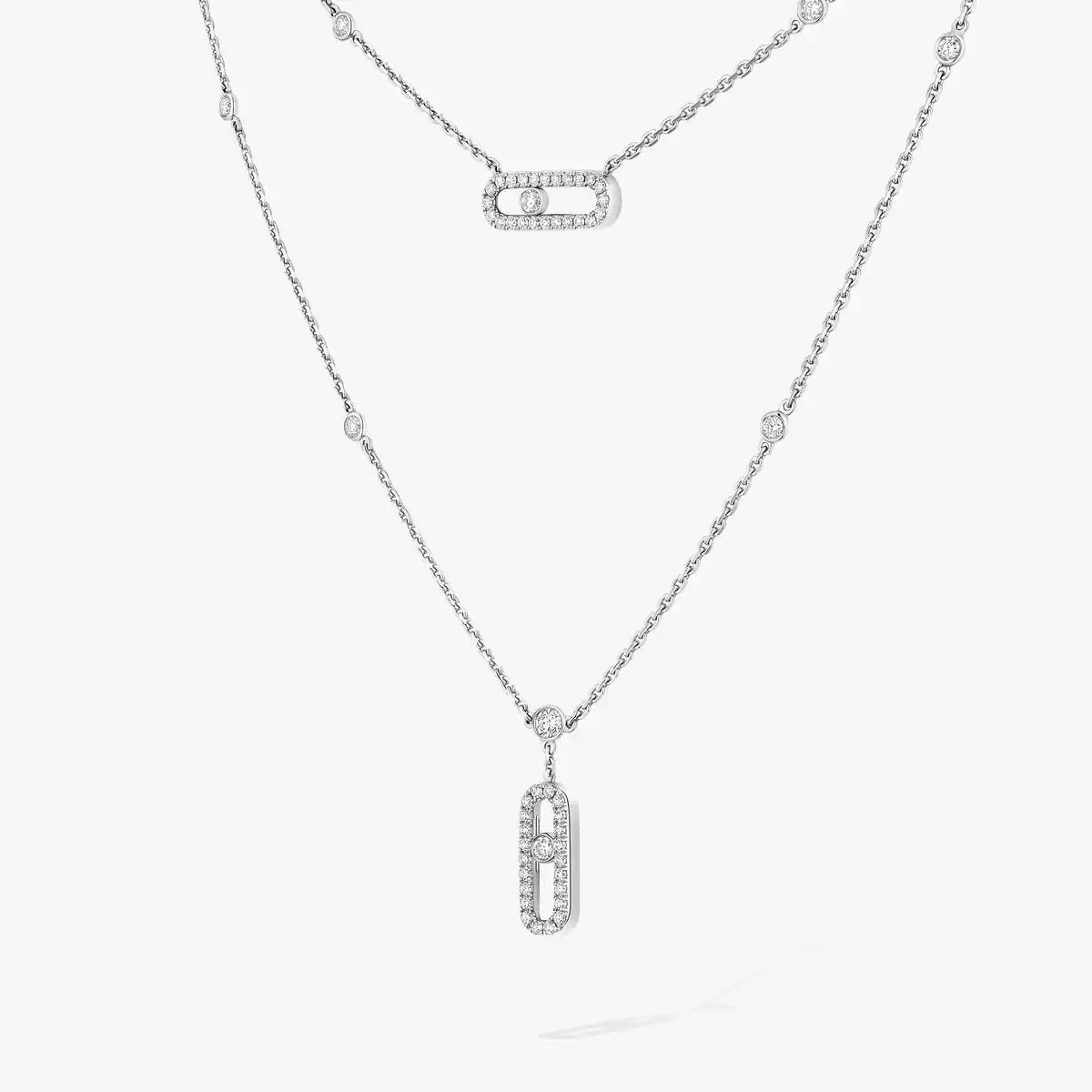 [Loco jewelrys]2 Rows Rose Gold Diamond Pave_ Necklace Move Uno