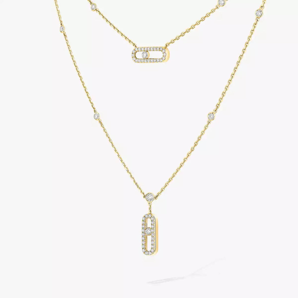[Loco jewelrys]2 Rows Rose Gold Diamond Pave_ Necklace Move Uno