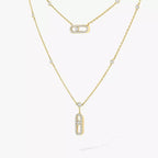 [Loco jewelrys]2 Rows Rose Gold Diamond Pave_ Necklace Move Uno