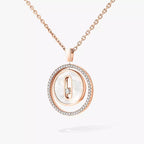 [Loco jewelrys]Lucky Move Diamond Necklace in Rose Gold and White Mother-of-Pearl