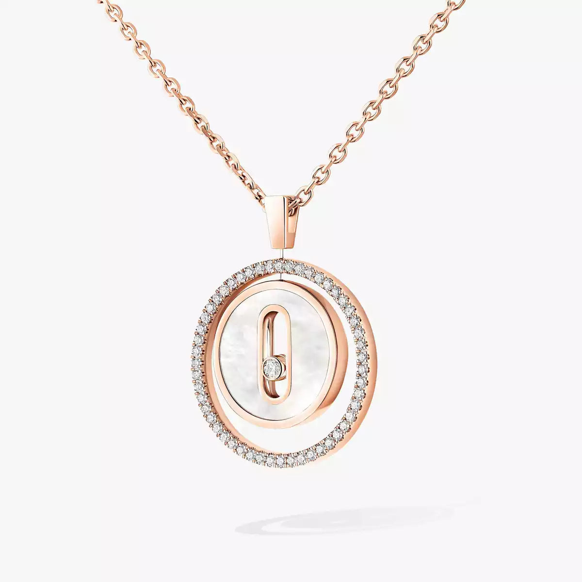 [Loco jewelrys]Lucky Move Diamond Necklace in Rose Gold and White Mother-of-Pearl