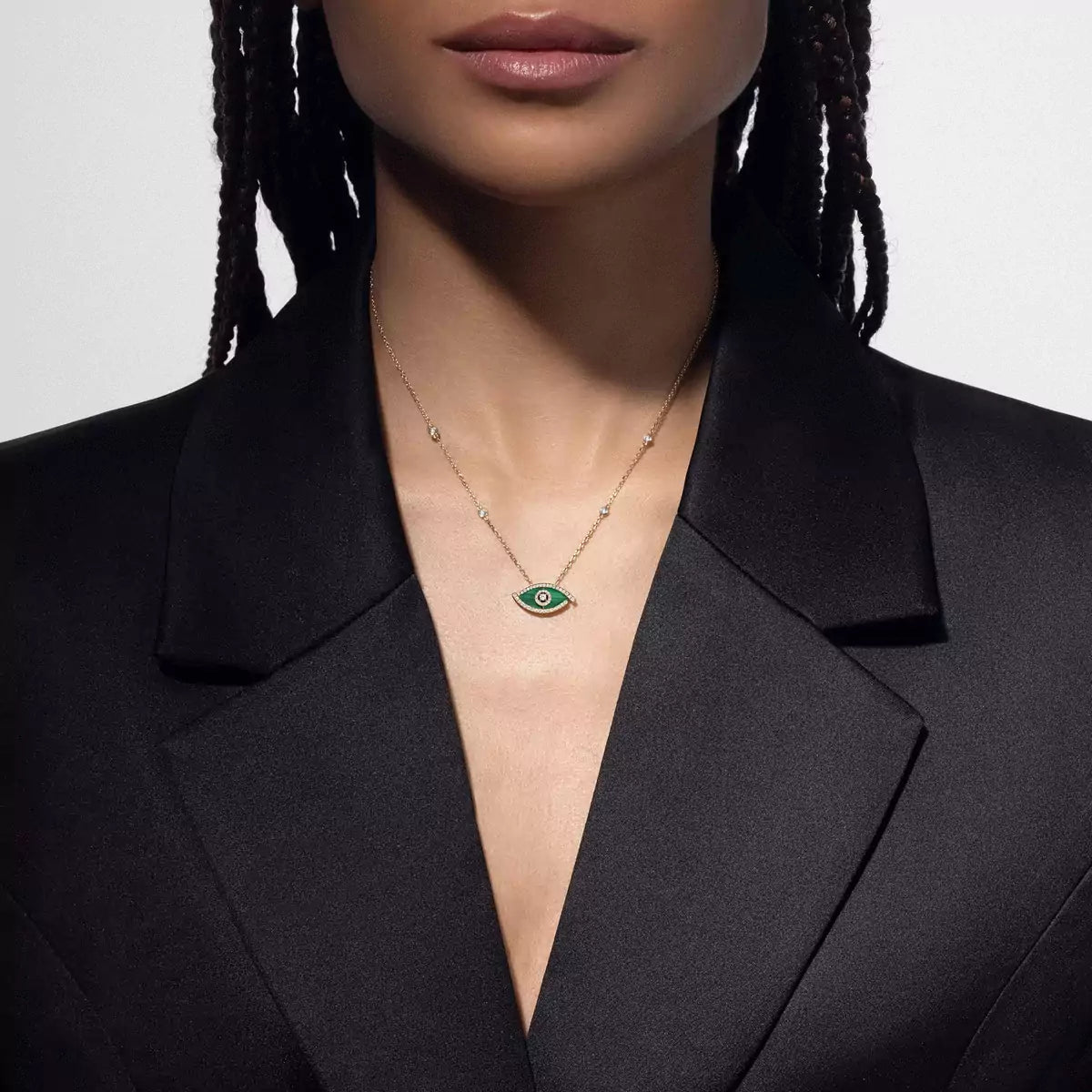 [Loco jewelrys]Lucky Eye Diamond Necklace in Rose Gold and Turquoise