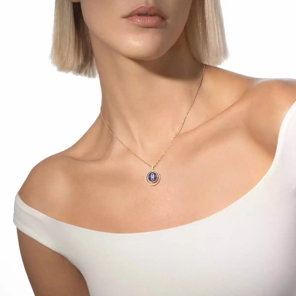 [Loco jewelrys]Lucky Move Diamond Necklace in Rose Gold and White Mother-of-Pearl
