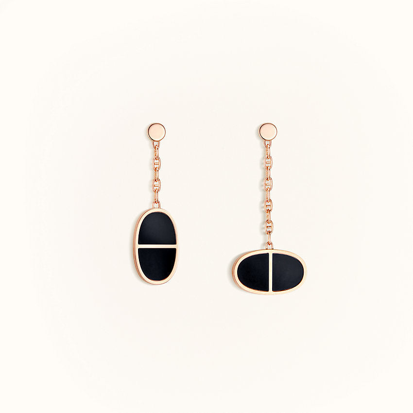 Loco CHAINE VERSO BLACK CERAMIC EARRINGS